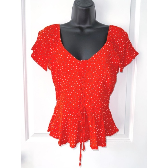 Row-A red polka dot top - Picture 1 of 4